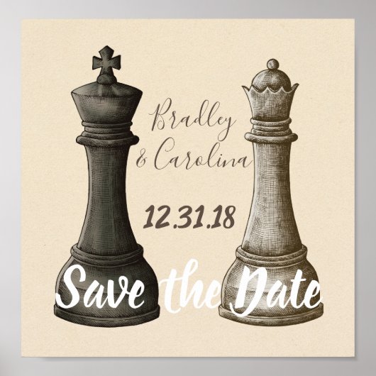Save the Date Chess King Queen Poster (Vorne)
