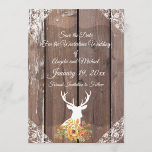 Save the Date Chic Antique Rustic Deer Antlers