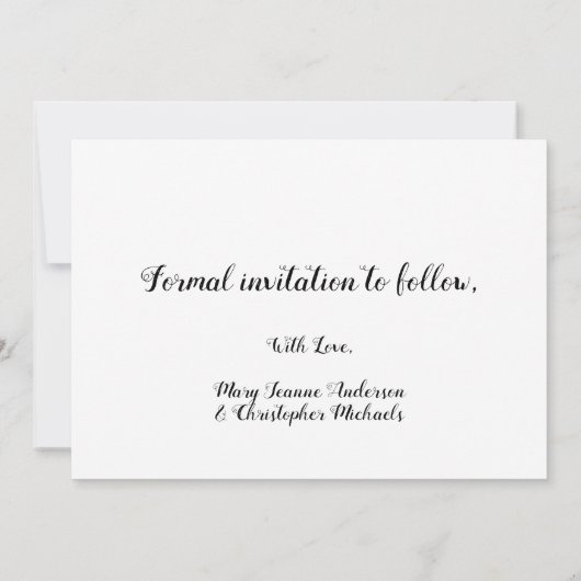 Save the Date Chic Black Script Wedding Party (Rückseite)