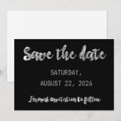 Save the Date Chic Black Silver Gray Script Party (Vorne/Hinten)