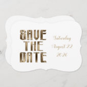 Save the Date Chic Gold Typografy Wedding Party (Vorne/Hinten)