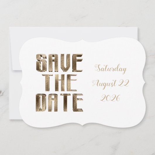Save the Date Chic Gold Typografy Wedding Party (Vorderseite)