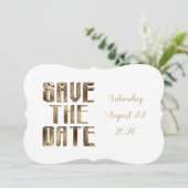 Save the Date Chic Gold Typografy Wedding Party (Stehend Vorderseite)