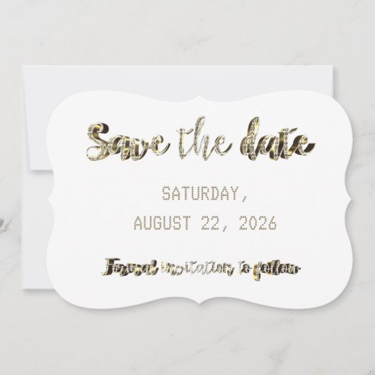 Save the Date Chic Imitate Gold Script Wedding Par (Vorderseite)