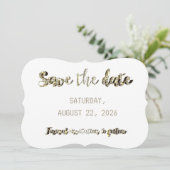 Save the Date Chic Imitate Gold Script Wedding Par (Stehend Vorderseite)