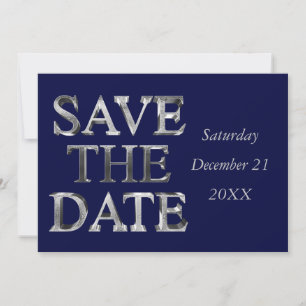 Save the Date Chic Navy Blue Silver Grau Corporate