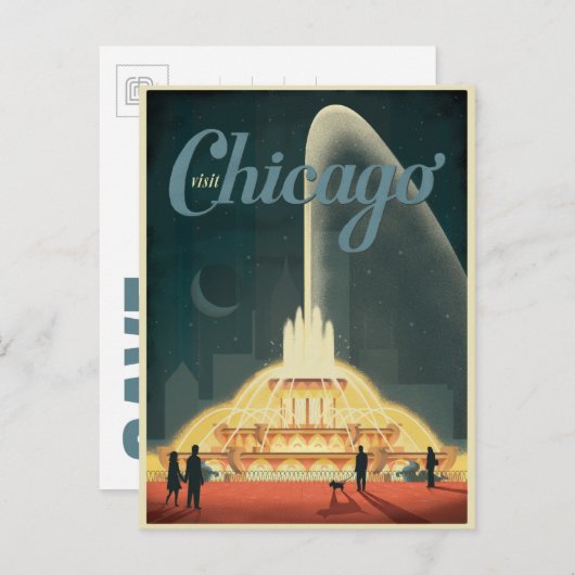 Save The Date | Chicago, IL - Besuch Chicago Ankündigungspostkarte (Vorne/Hinten)