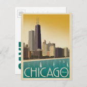 Save The Date | Chicago, IL - Skyline Ankündigungspostkarte (Vorne/Hinten)