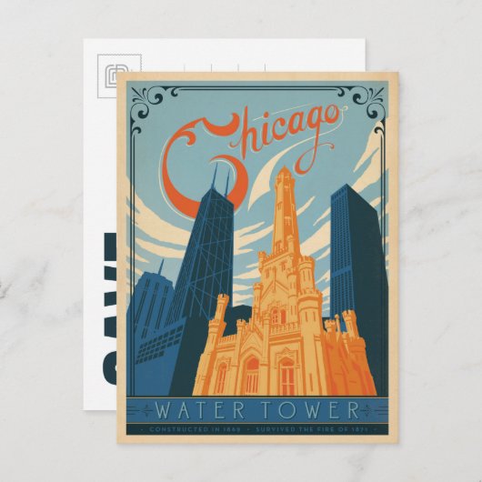 Save The Date | Chicago, IL - Wasserturm Ankündigungspostkarte (Vorne/Hinten)