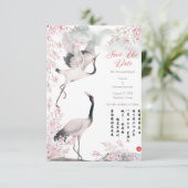 Save the Date - Chinesische Hochzeit mit rotem Kra (Stehend Vorderseite)