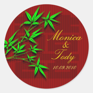 Save the Date chinesischer Bambus-Hochzeitsticker Runder Aufkleber