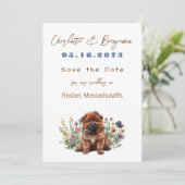 Save the Date Chow Dog Wedding Ankündigung (Stehend Vorderseite)