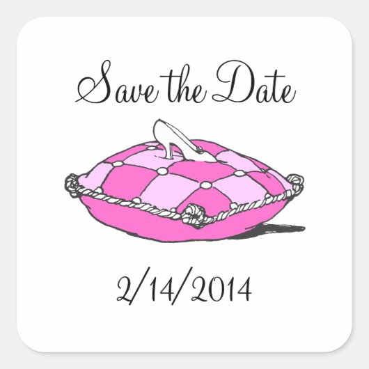 Save the Date Cinderella Princess Pink Sticker (Vorderseite)