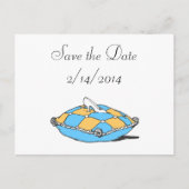 Save the Date Cinderella Slipper Aquamarin Kissen Ankündigungspostkarte (Vorderseite)