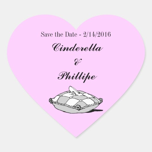 Save the Date Cinderella Slipper Heart Stickers (Vorderseite)