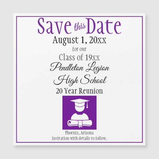 Save the Date Class Wiedersehen Lila Black Magnet (Vorderseite)