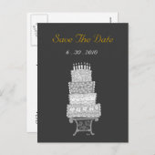 Save the Date Classic Black Wedding Cake Postcard Ankündigungspostkarte (Vorne/Hinten)