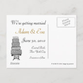 Save the Date Classic Black Wedding Cake Postcard Ankündigungspostkarte (Rückseite)