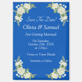 Save The Date, Cobalt Blue White 5" x 2.5" Fridge Magnet (Vorderseite)