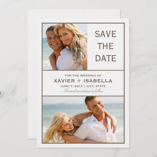 Save the Date Collage | Weiß (Vorne/Hinten)