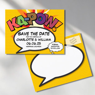 Save the Date Comic Buch KA-POW Moderner Spaß Ankündigungspostkarte