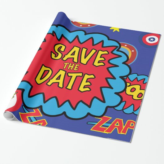 Save the Date Comic Heroes Geschenkpapier (Ungerollt)