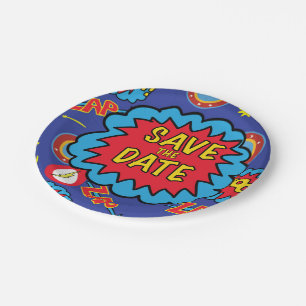 Save the Date Comic Heroes Pappteller