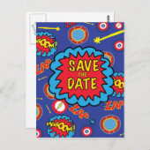 Save the Date Comic Heroes Postkarte (Vorne/Hinten)