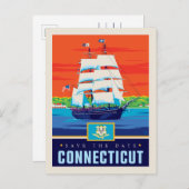 Save The Date | Connecticut Einladungspostkarte (Vorne/Hinten)