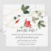 Save the Date Coral Floral Golden Strings Ivy (Vorne/Hinten)