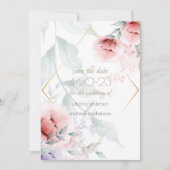 Save The Date | Coral/Lilac Aquarelle Peony (Vorderseite)