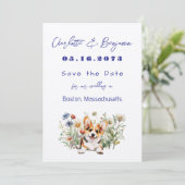 Save the Date Corgi Dog Hochzeitsankündigungen (Stehend Vorderseite)