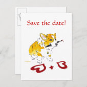 Save The Date! Corgi Postcard Ankündigungspostkarte (Vorne/Hinten)