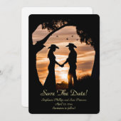Save the Date Country Western Cowboy Cowgirl Einladung (Vorne/Hinten)