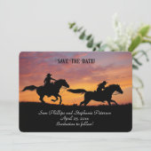Save the Date Country Western Cowboy Cowgirl Einladung (Stehend Vorderseite)