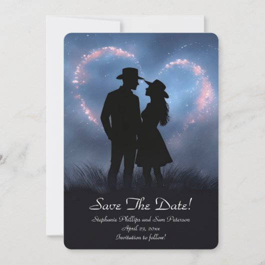Save the Date Country Western Cowboy Cowgirl Einladung (Vorderseite)