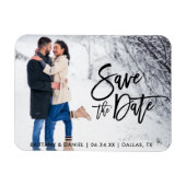 Save the Date Couple Foto Modern Brush Script Magnet (Horizontal)