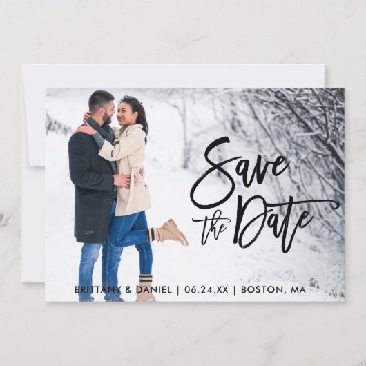 Save the Date Couple Foto Pinsel (Vorderseite)