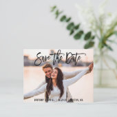 Save the Date Couple Foto Pinsel B-Karte Postkarte (Stehend Vorderseite)