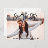 Save the Date Couple Foto Pinsel B-Karte Postkarte (Vorne/Hinten)