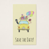 Save the Date Couple in Retro Car (Vorderseite)
