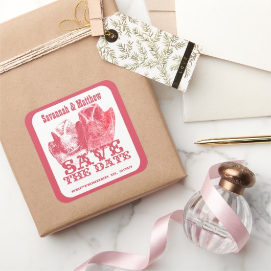 Save the Date Cowboy CowGirl Hats Wedding Sticker (Schenken)