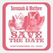 Save the Date Cowboy CowGirl Hats Wedding Sticker (Vorderseite)
