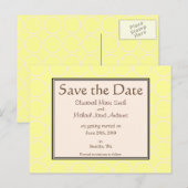 Save the Date Creme Circles Gelbe Postkarte (Vorne/Hinten)