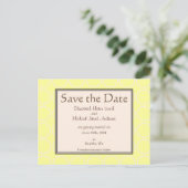 Save the Date Creme Circles Gelbe Postkarte (Stehend Vorderseite)