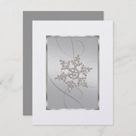 Save the Date Crystal Snow Flake Grau (Vorne/Hinten)