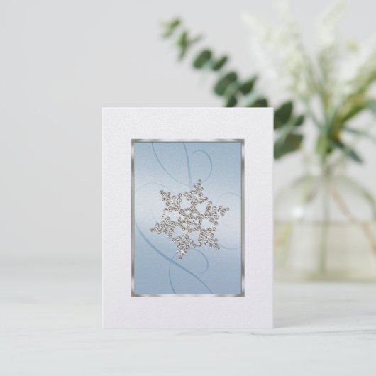 Save the Date Crystal SnowFlake Blue (Stehend Vorderseite)
