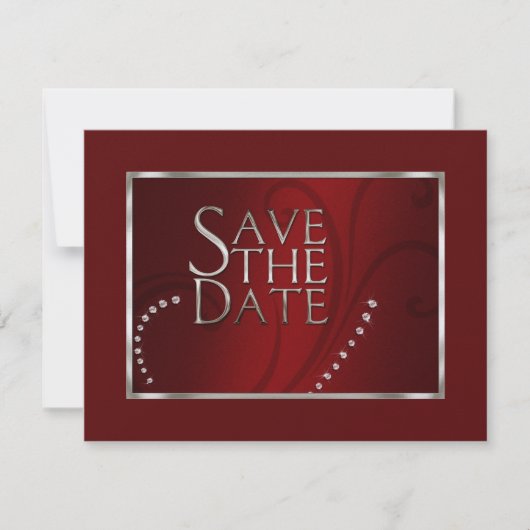 Save the Date Crystals Shimmer Red Monoton (Vorderseite)