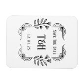 Save the Date Custom Art Deco Botanisches Monogram Magnet (Horizontal)