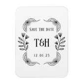 Save the Date Custom Art Deco Botanisches Monogram Magnet (Vertikal)